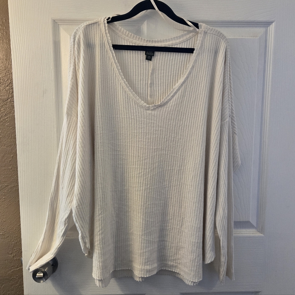 Women's Cream V-Neck Sweater
